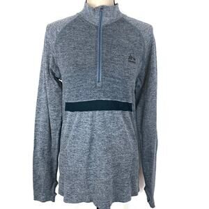 RBX 1/4 Zip Pullover Top Blue Heathered Athletic Long Sleeve Seamless Mens Small